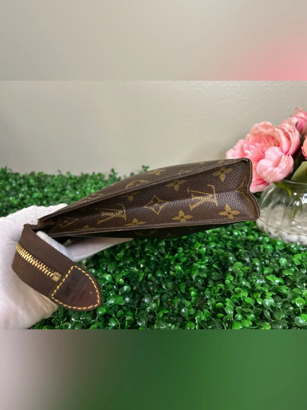 Louis Vuitton Vintage Monogram Zip Pouch Clutch or Convertible Crossbody w/ COA